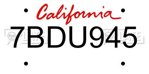 7BDU945 California License Plate