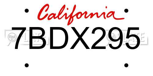 7BDX295 California License Plate