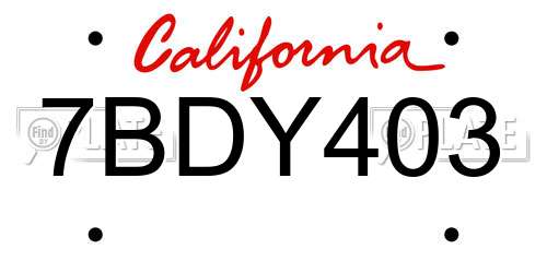 7BDY403 California License Plate