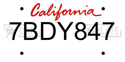 7BDY847 California License Plate