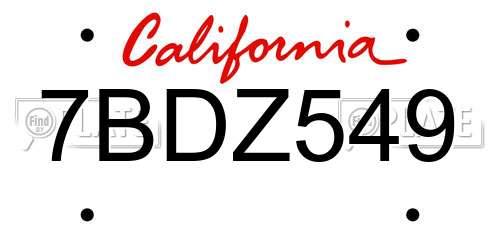 7BDZ549 California License Plate