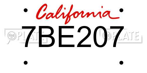 7BE207 California License Plate