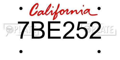 7BE252 California License Plate