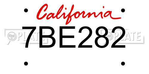 7BE282 California License Plate