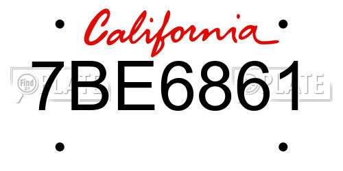 7BE6861 California License Plate