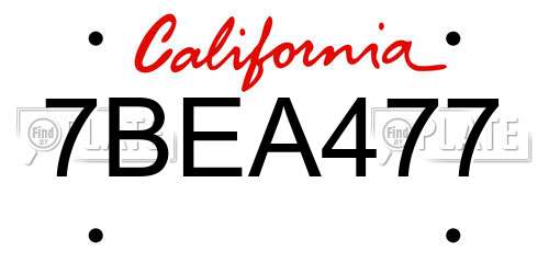 7BEA477 California License Plate