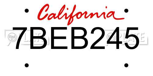 7BEB245 California License Plate