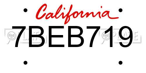 7BEB719 California License Plate