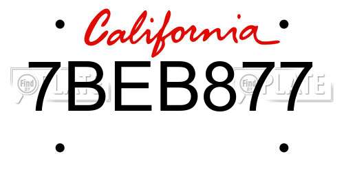 7BEB877 California License Plate