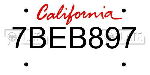 7BEB897 California License Plate