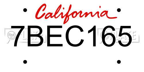 7BEC165 California License Plate