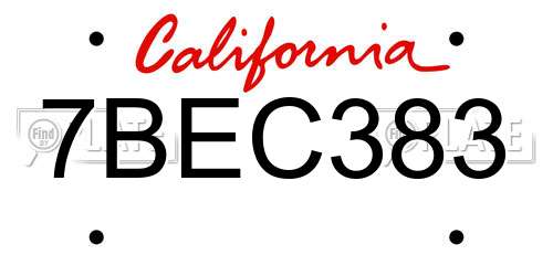 7BEC383 California License Plate