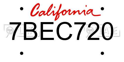 7BEC720 California License Plate