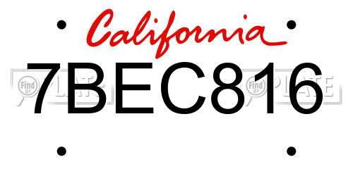 7BEC816 California License Plate