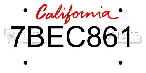 7BEC861 California License Plate