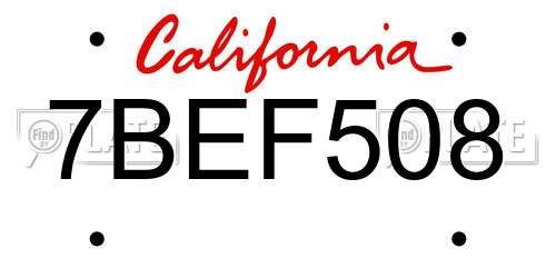 7BEF508 California License Plate