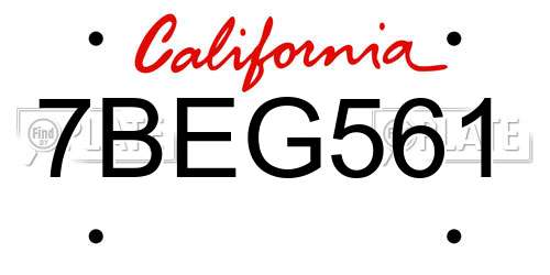 7BEG561 California License Plate