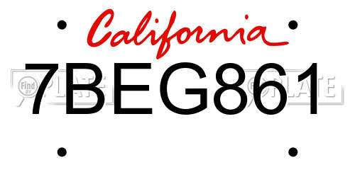 7BEG861 California License Plate