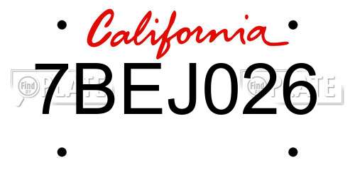 7BEJ026 California License Plate