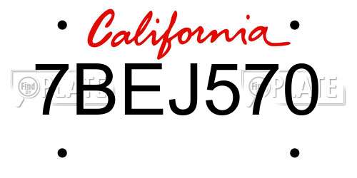 7BEJ570 California License Plate