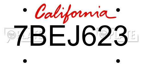 7BEJ623 California License Plate