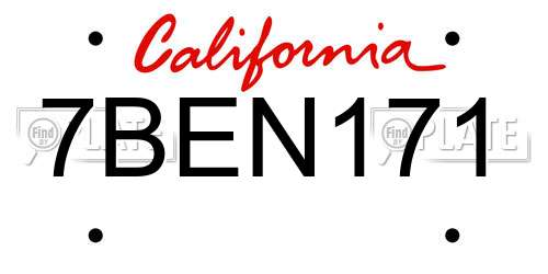 7BEN171 California License Plate