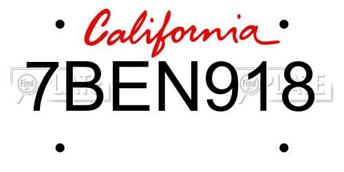7BEN918 California License Plate
