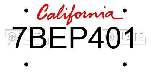 7BEP401 California License Plate