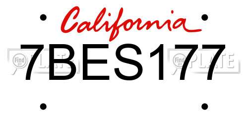 7BES177 California License Plate