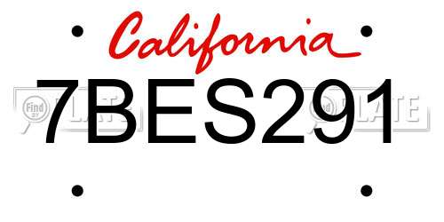 7BES291 California License Plate