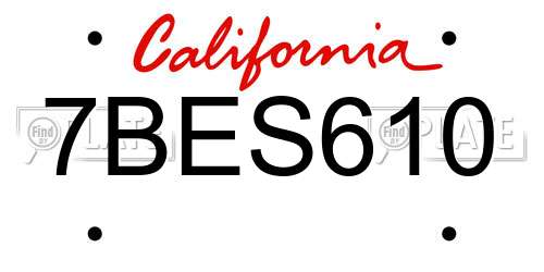 7BES610 California License Plate