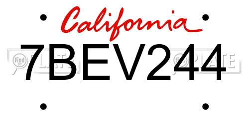 7BEV244 California License Plate