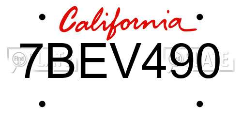 7BEV490 California License Plate