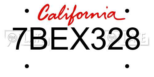 7BEX328 California License Plate