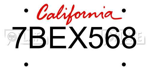 7BEX568 California License Plate