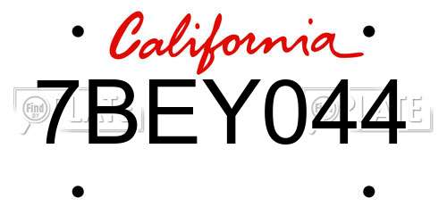 7BEY044 California License Plate