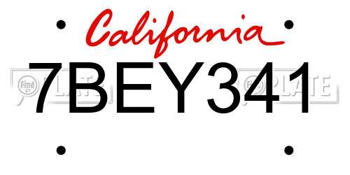 7BEY341 California License Plate