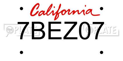7BEZ07 California License Plate