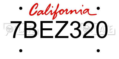 7BEZ320 California License Plate