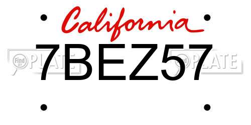 7BEZ57 California License Plate