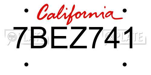7BEZ741 California License Plate