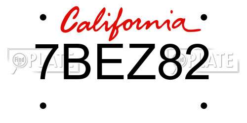 7BEZ82 California License Plate