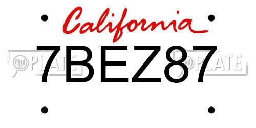 7BEZ87 California License Plate