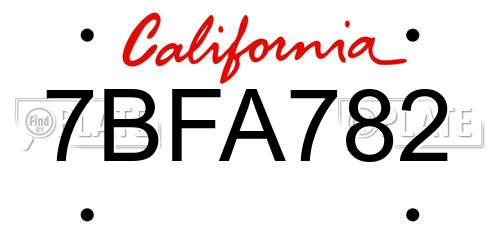 7BFA782 California License Plate