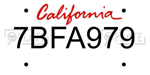 7BFA979 California License Plate