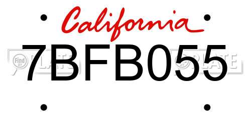 7BFB055 California License Plate