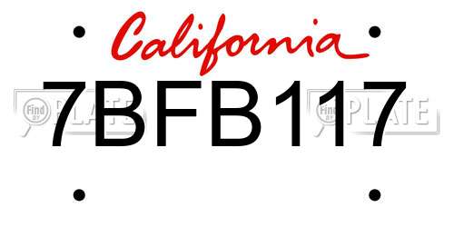 7BFB117 California License Plate