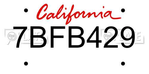 7BFB429 California License Plate