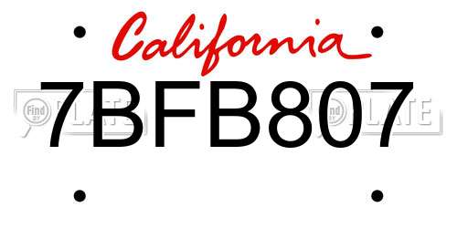7BFB807 California License Plate