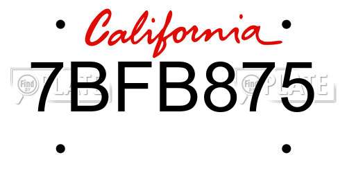 7BFB875 California License Plate